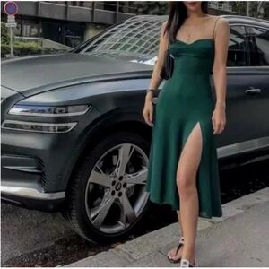 Reformation Juliette Midi Dress in Emerald Green